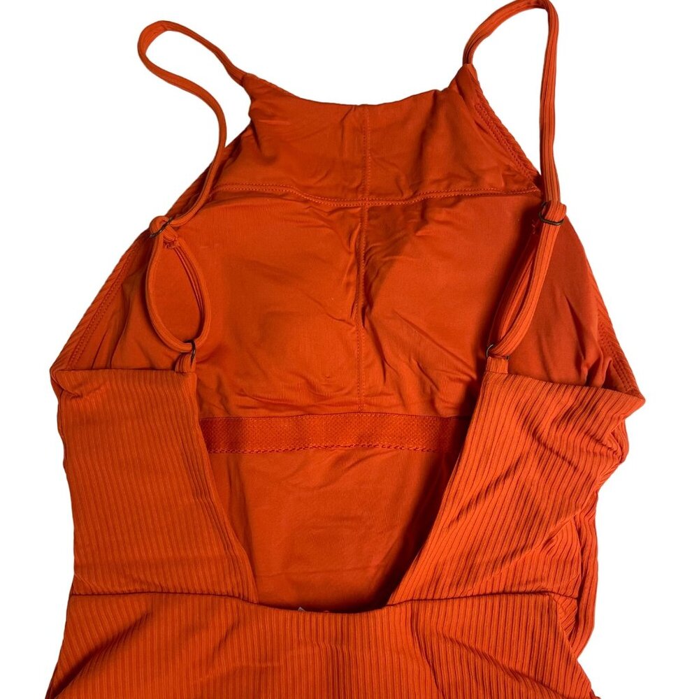 Andie Ribbed One-Piece Swimsuit in Bright Orange - Picture 4 of 9